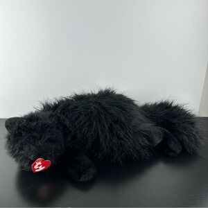 Vintage 2000 TY Classic Onyx Cat 18” Plush Black Persian Long-Haired Kitty